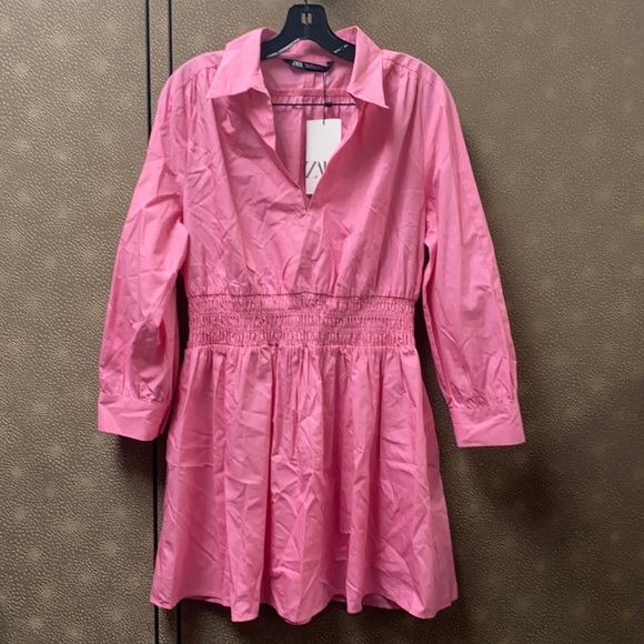 🔥🔥🔥NEW Zara Pink Waisted Cotton Dress - Picture 6 of 15